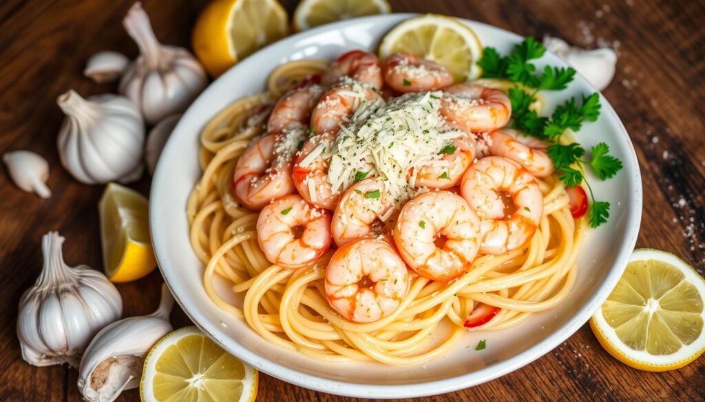 Lemon Garlic Parmesan Shrimp Pasta