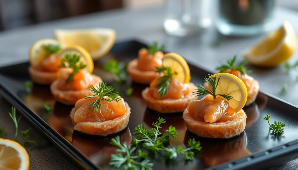 Salmon appetizer presentation