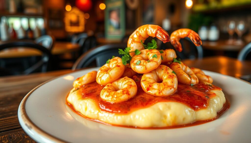 Shrimp and grits presentation