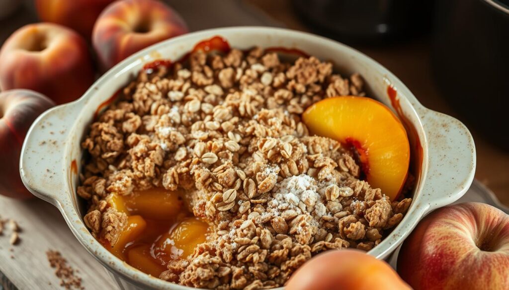 baked peach crumble