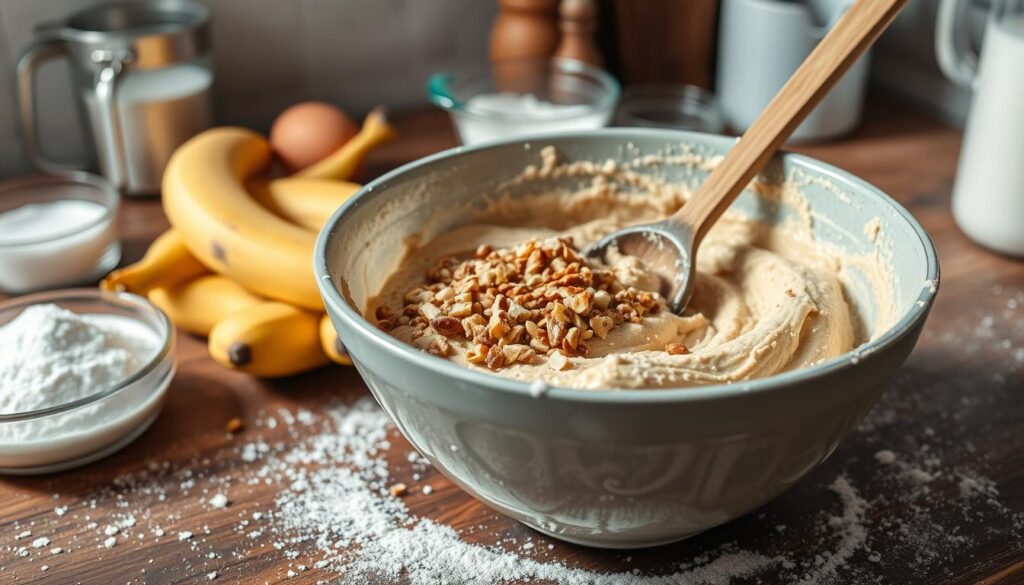 banana bread mixing