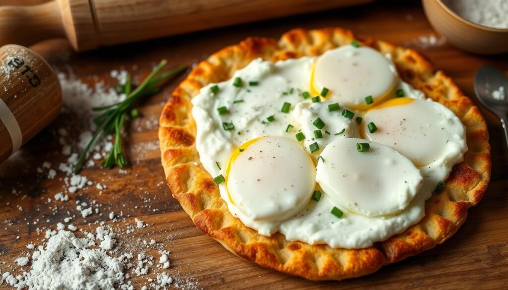 cottage cheese and egg flatbread