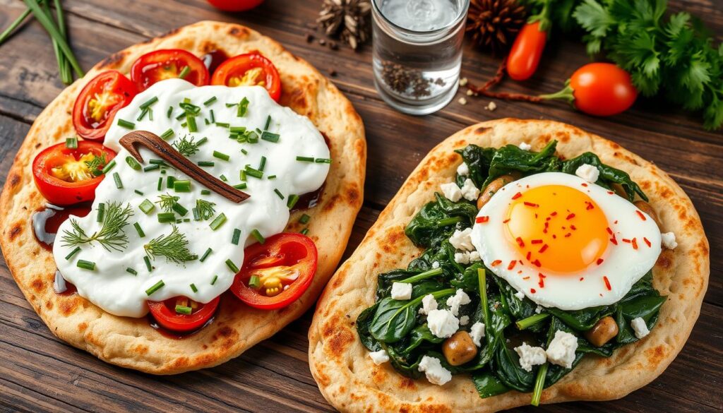 cottage cheese and egg flatbread toppings