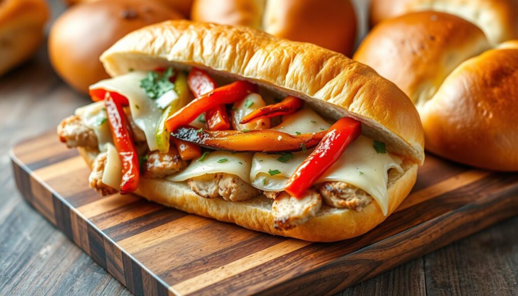 homemade chicken cheesesteak