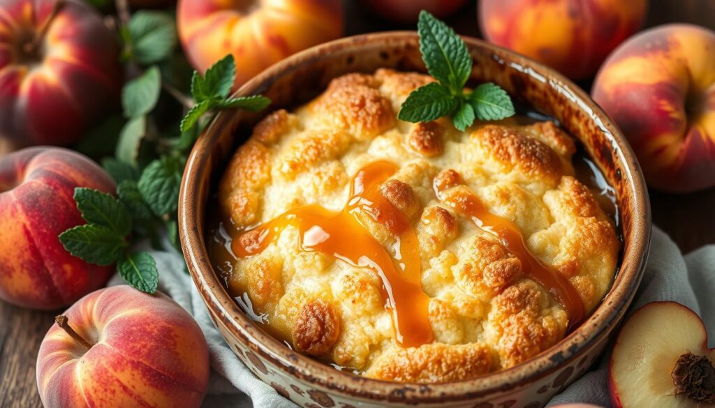 peach dessert with cake mix