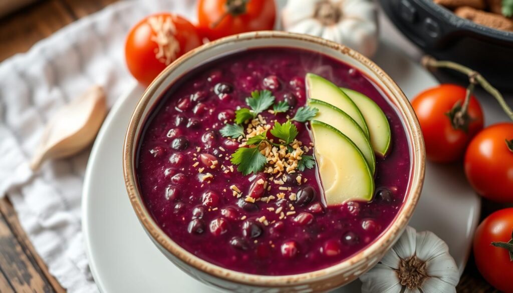 purple black bean soup