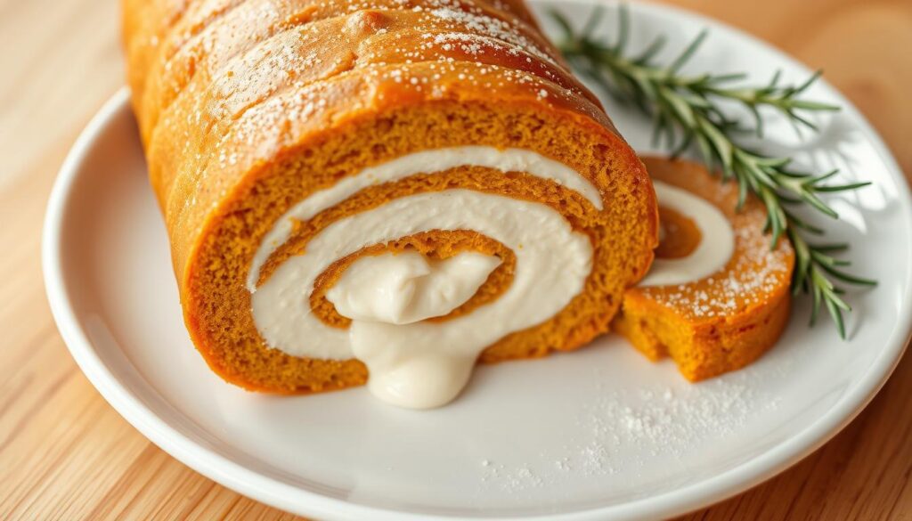 pumpkin roll with cream cheese filling